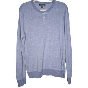 Bonobos Mens Linen‎ Blend Slim Fit Preppy Casual Henley Sweater Light Blue Large